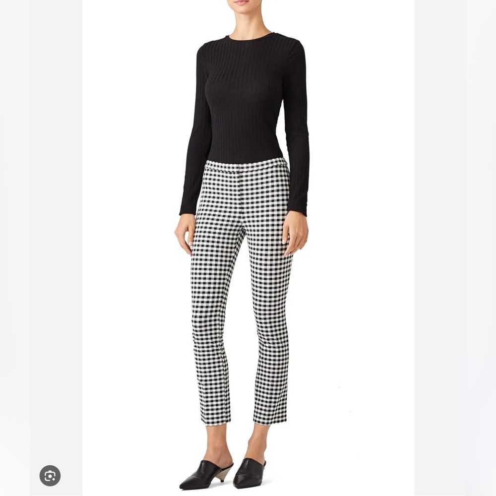 Theory Gingham Stretch Cropped Pants 4
